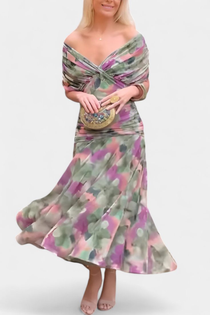 Liva | Luxe maxi-jurk met overslag voor dames – Elegante jurk met V-hals