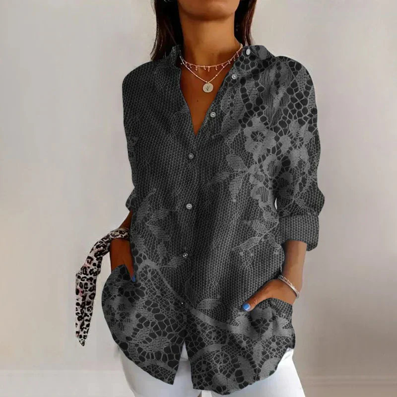 Esme | Vintage damesblouse met lange mouwen – Klassieke retro-chique top