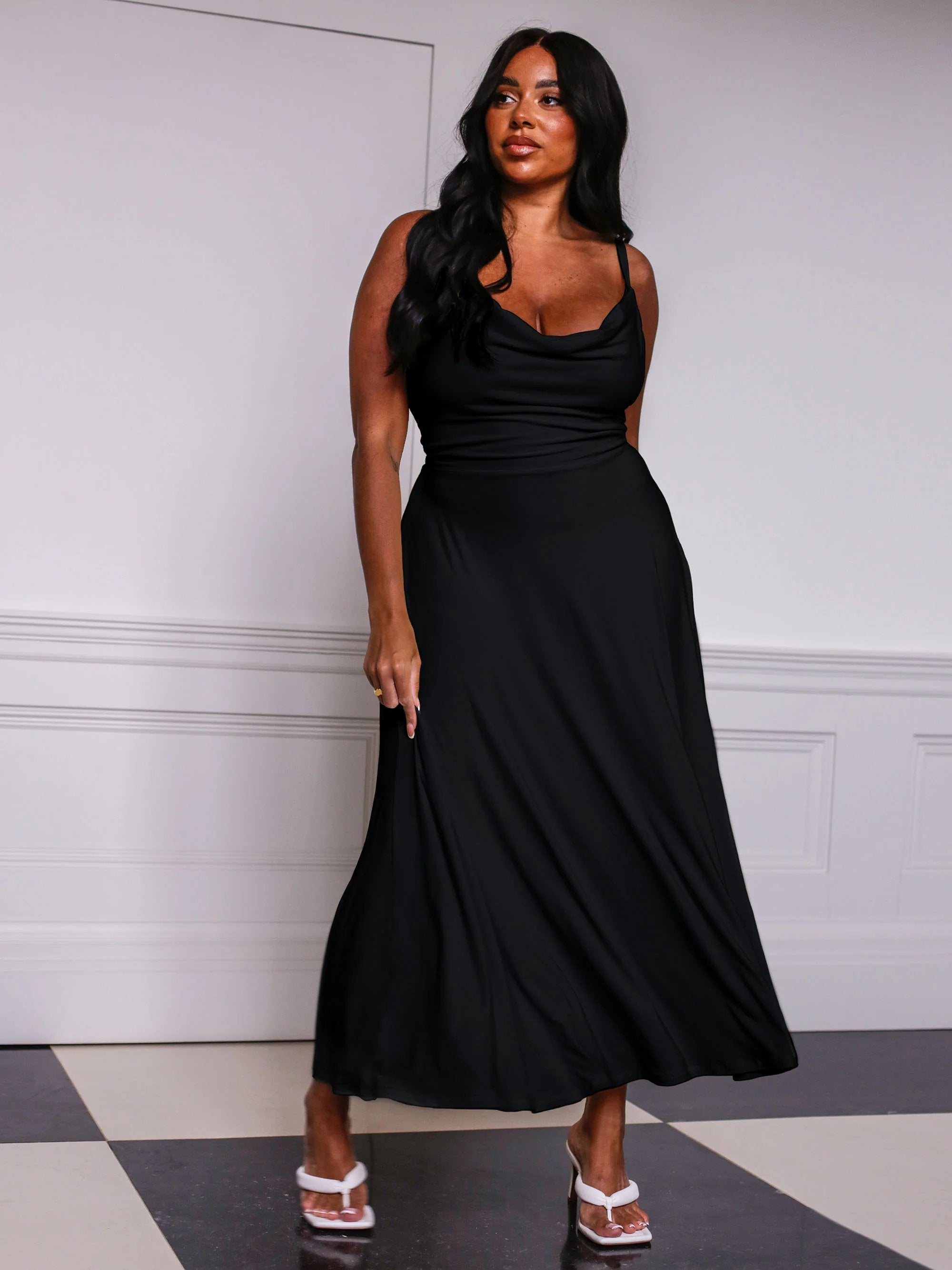 Baylor |  Elegante Dames Maxi Jurk – Gedrapeerde Lange Jurk met V-Hals