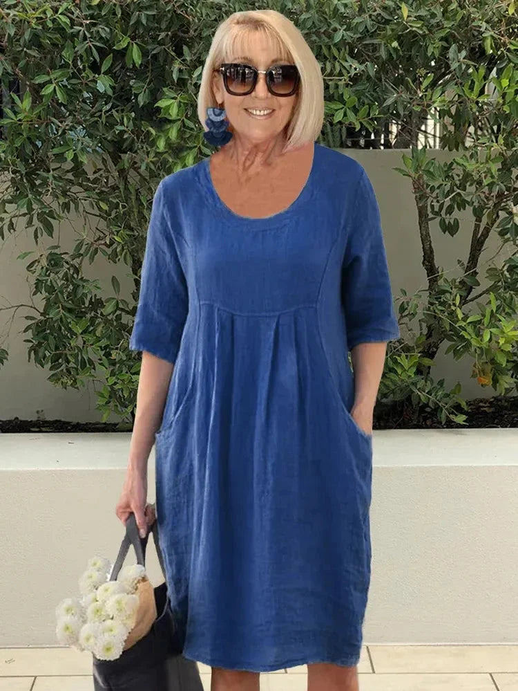 Elin | Elegante zomerjurk voor dames – Luchtige, soepel vallende casual midi-jurk