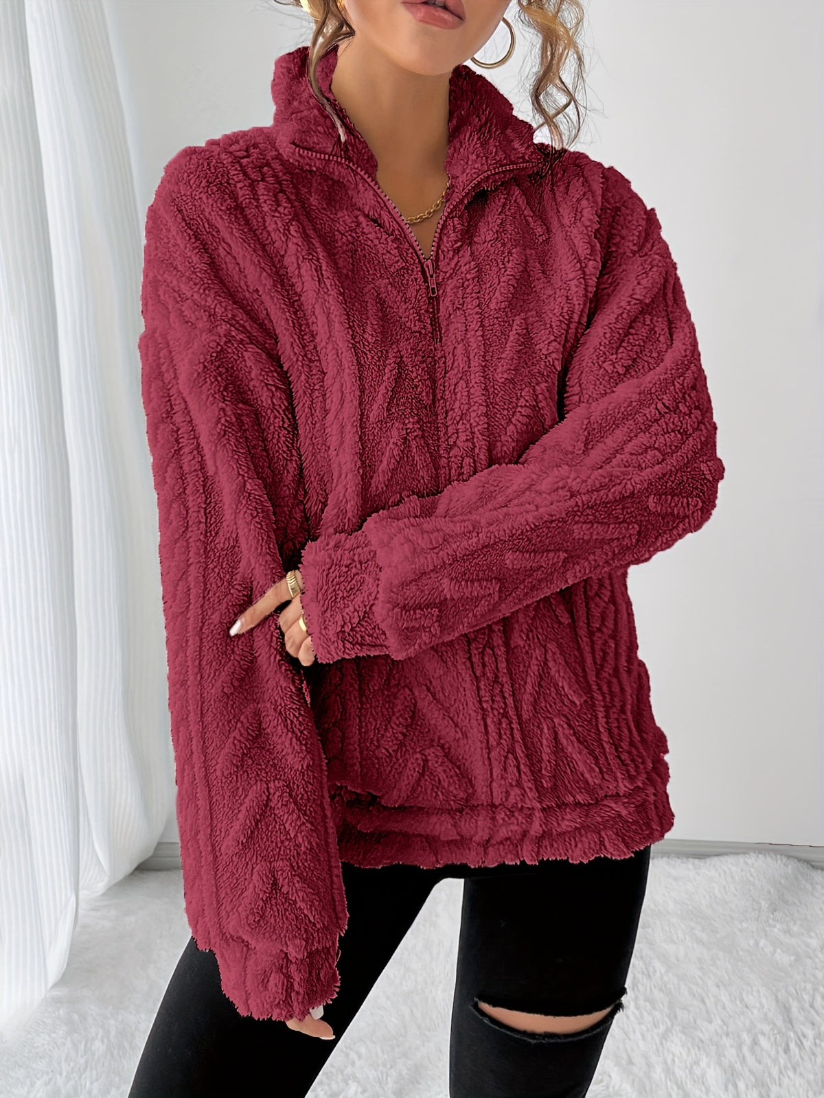 Liesbeth | Warm fleece-sweatshirt voor dames – Casual trui met lange mouwen voor koelere dagen