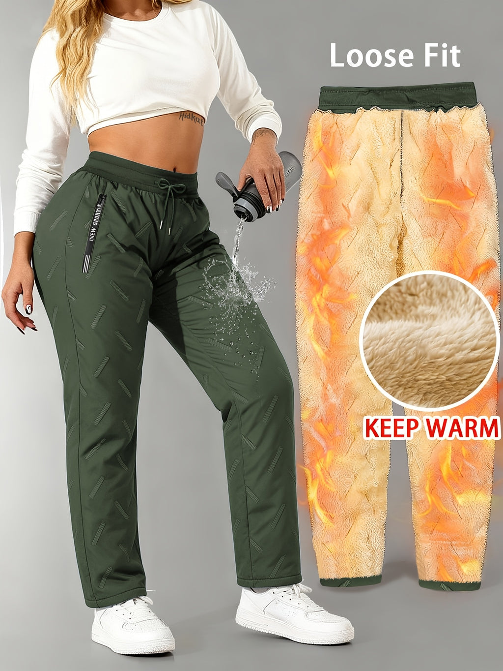 Elysoria | Winterbroek voor dames met fleecevoering – Warme broek met losse pasvorm