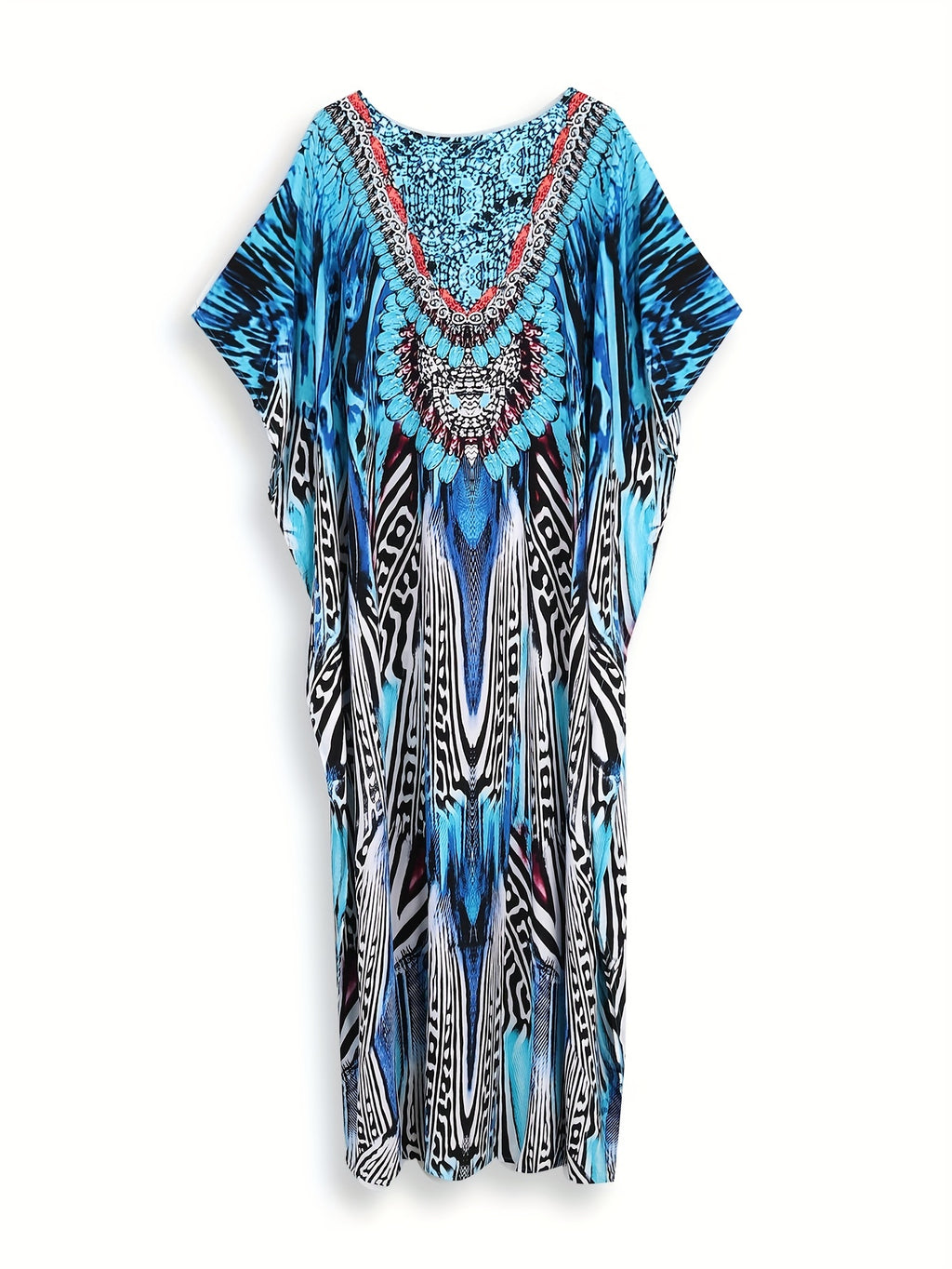 Hattie | Boho-maxi-jurk met bloemenprint voor dames – Lichtgewicht kaftan met V-hals