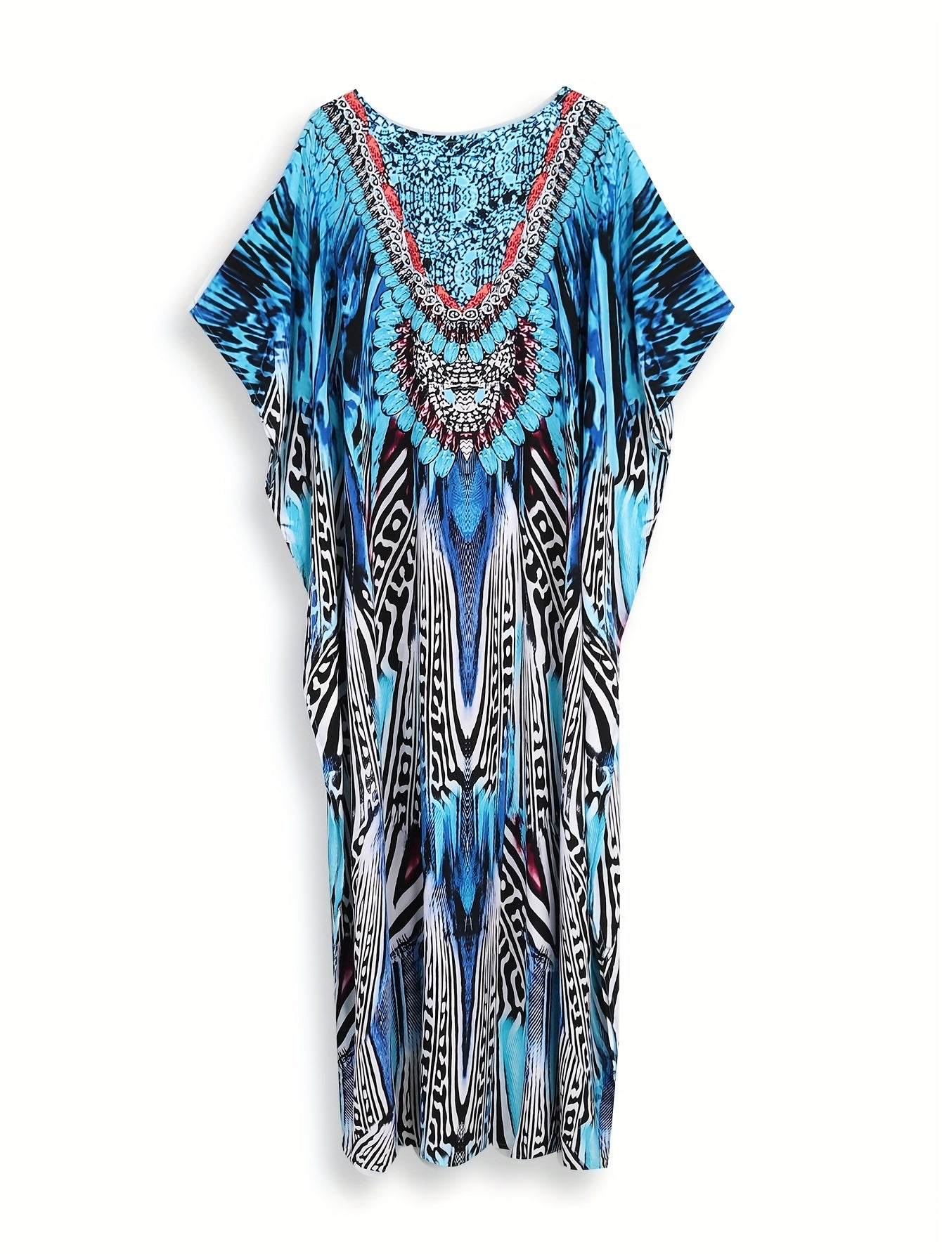 Hattie | Boho-maxi-jurk met bloemenprint voor dames – Lichtgewicht kaftan met V-hals