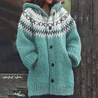 Feline | Warme Gebreide Damesjas met Patroon – Grofgebreide Winterjas