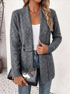 Wistera | Damesvest Cardigan – Dubbele Knoopsluiting, Ceintuur, Midilang & Losse Pasvorm