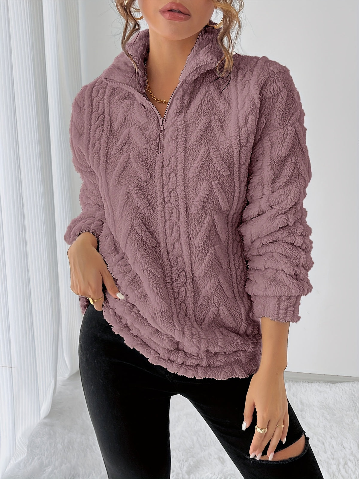 Liesbeth | Warm fleece-sweatshirt voor dames – Casual trui met lange mouwen voor koelere dagen