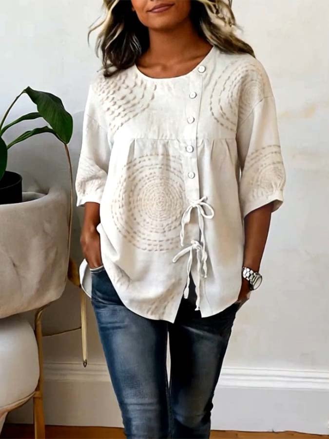 Galilee | Asymmetrische damesblouse met knopen – Lichtgewicht, casual shirt