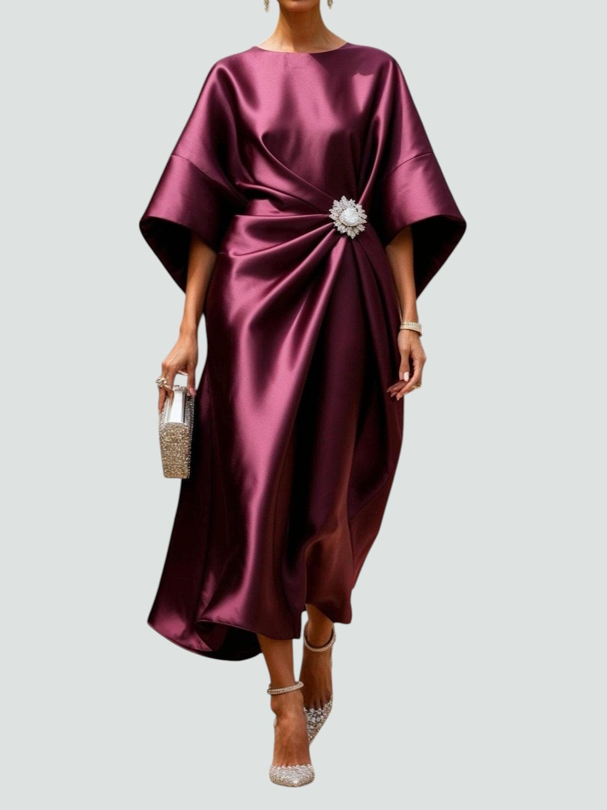 Coralyeth | Luxe satijnen maxi-jurk voor dames – Elegante avondjurk met zijdeachtig gevoel