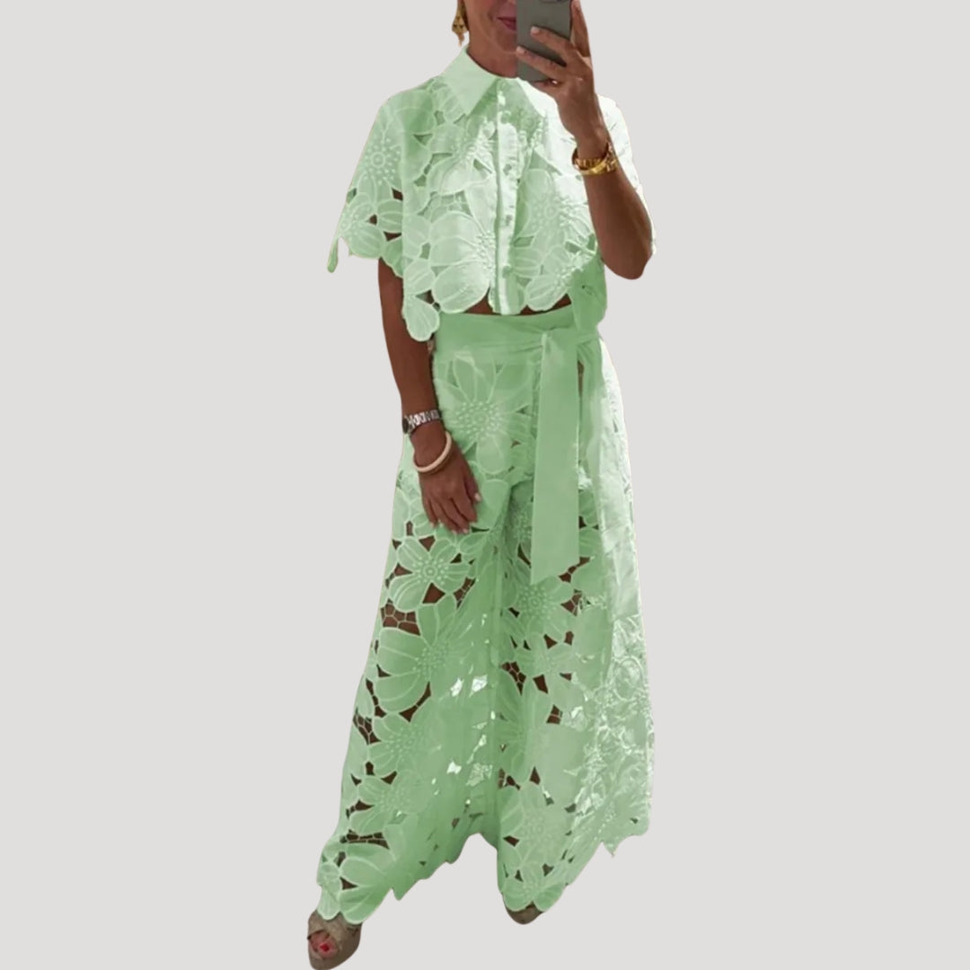 Zivana | Kantenset voor dames – Chique tweedelige outfit met top en rok