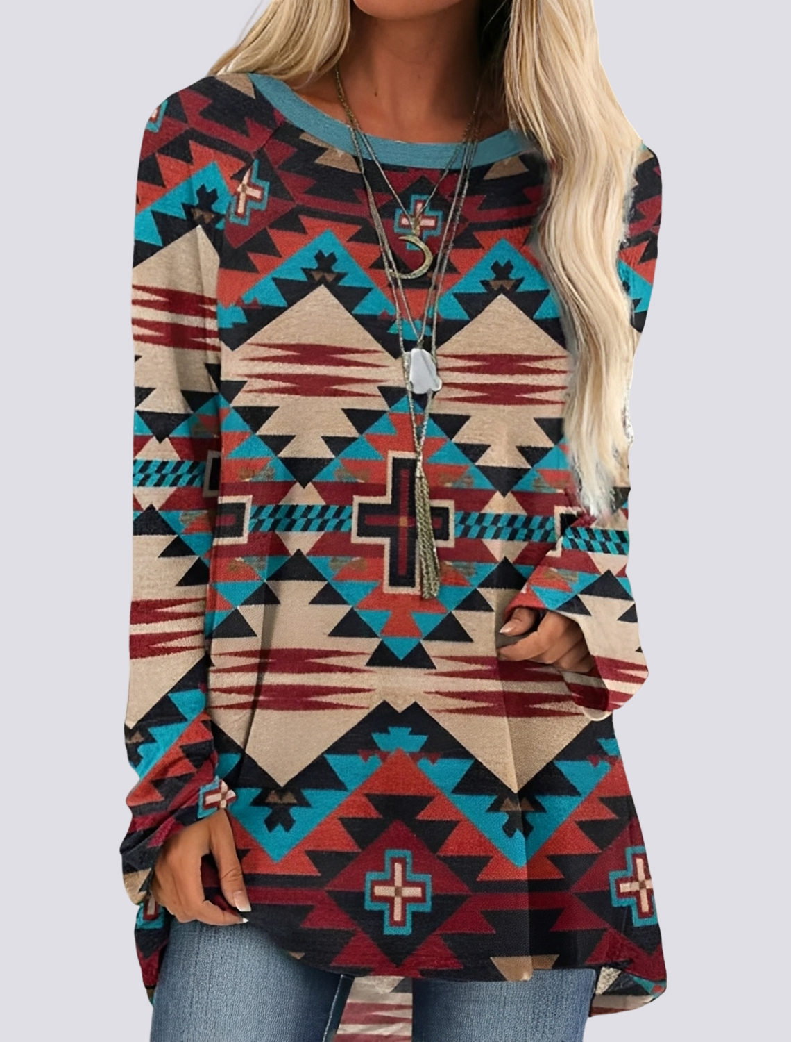 Alberdina | Etnische shirtjurk voor dames – Casual jurk met boho-bloemenprint