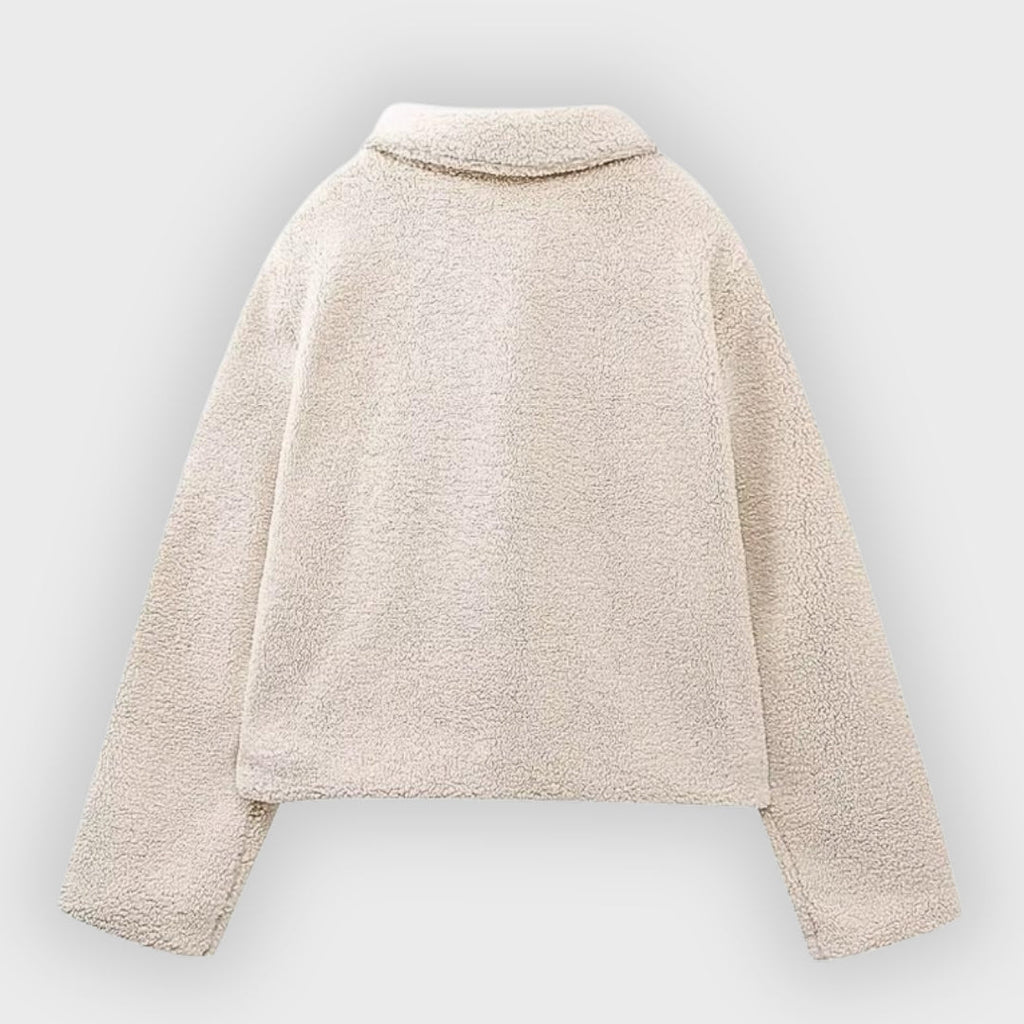 Ottelina | Dames Fleecejas Cropped met Ritssluiting – Warme, Casual Streetwear Jas