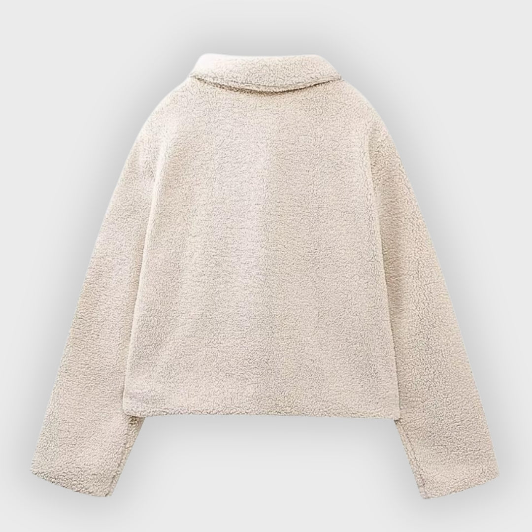 Ottelina | Dames Fleecejas Cropped met Ritssluiting – Warme, Casual Streetwear Jas