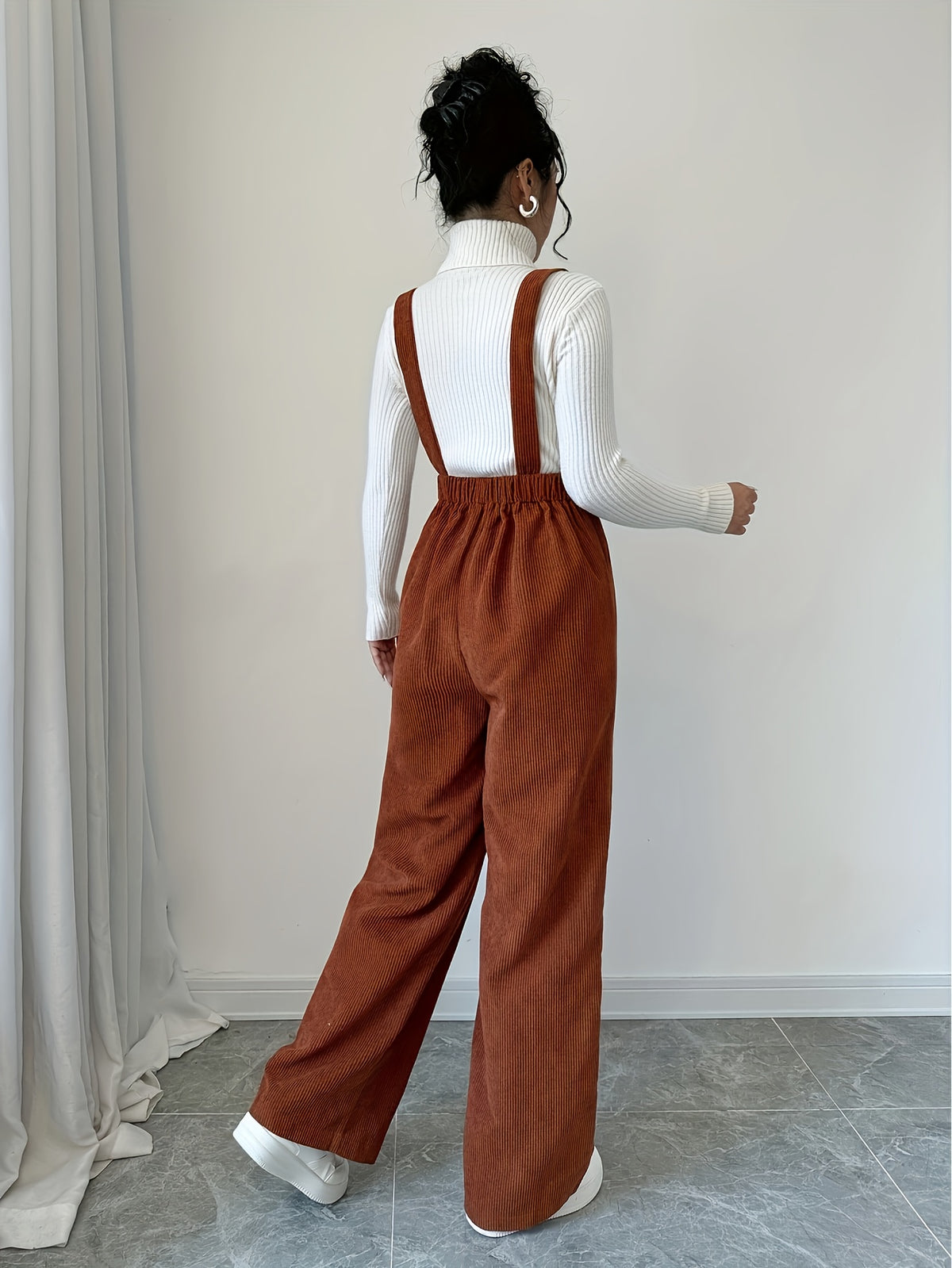 Maeloria | Dames Corduroy Jumpsuit – Effen Casual Tuinbroek met Brede Bandjes