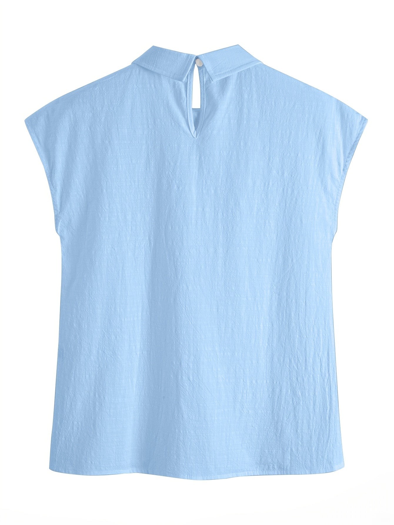Anya | Casual Mouwloze Damestop – Losvallende Blouse met Plooien, Kanten Details en Kraag