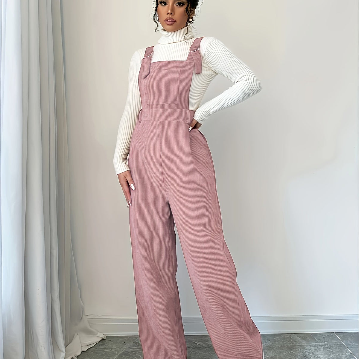 Maeloria | Dames Corduroy Jumpsuit – Effen Casual Tuinbroek met Brede Bandjes