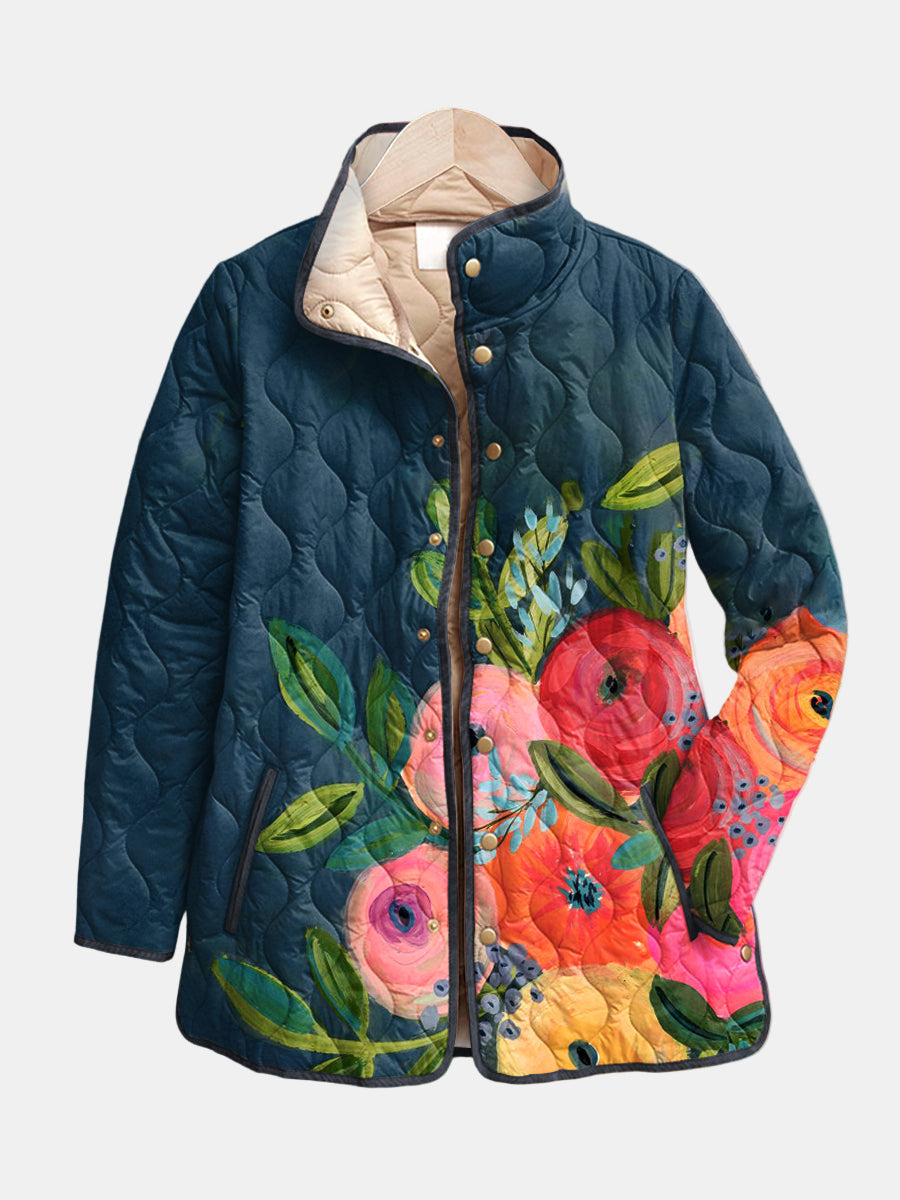Cressara | Vintage gewatteerd damesjack met bloemenprint