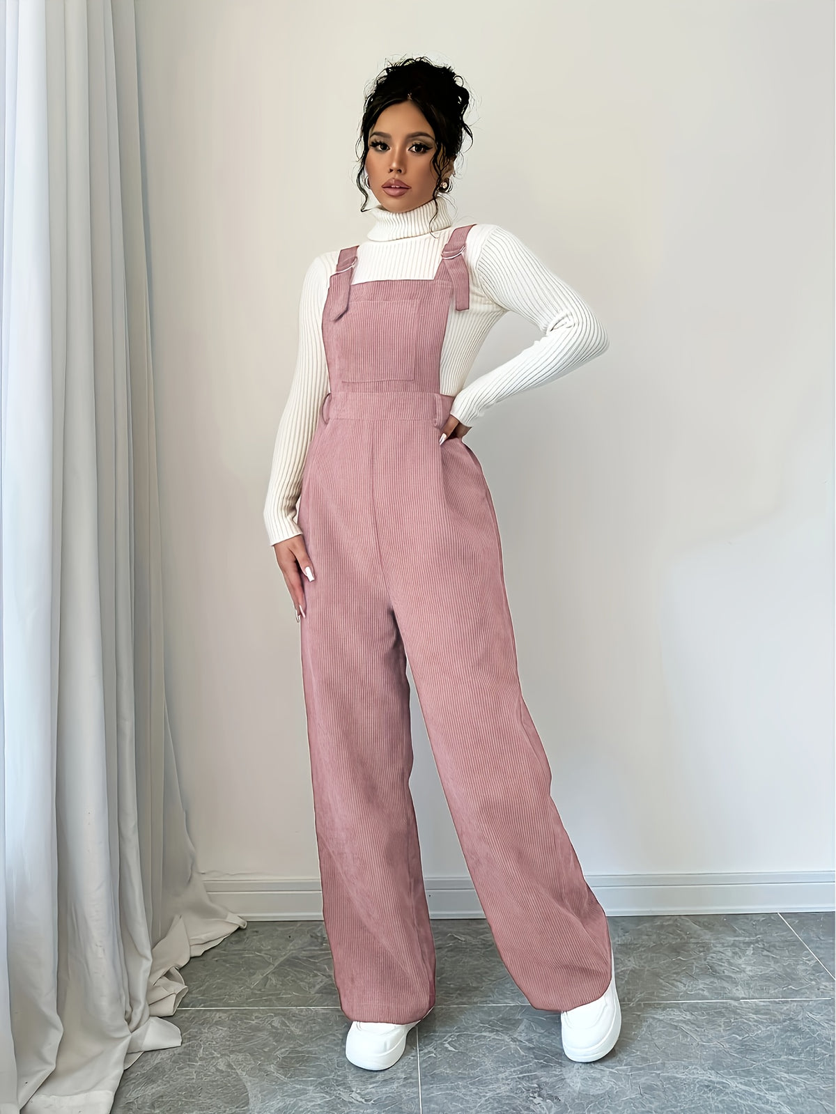 Maeloria | Dames Corduroy Jumpsuit – Effen Casual Tuinbroek met Brede Bandjes