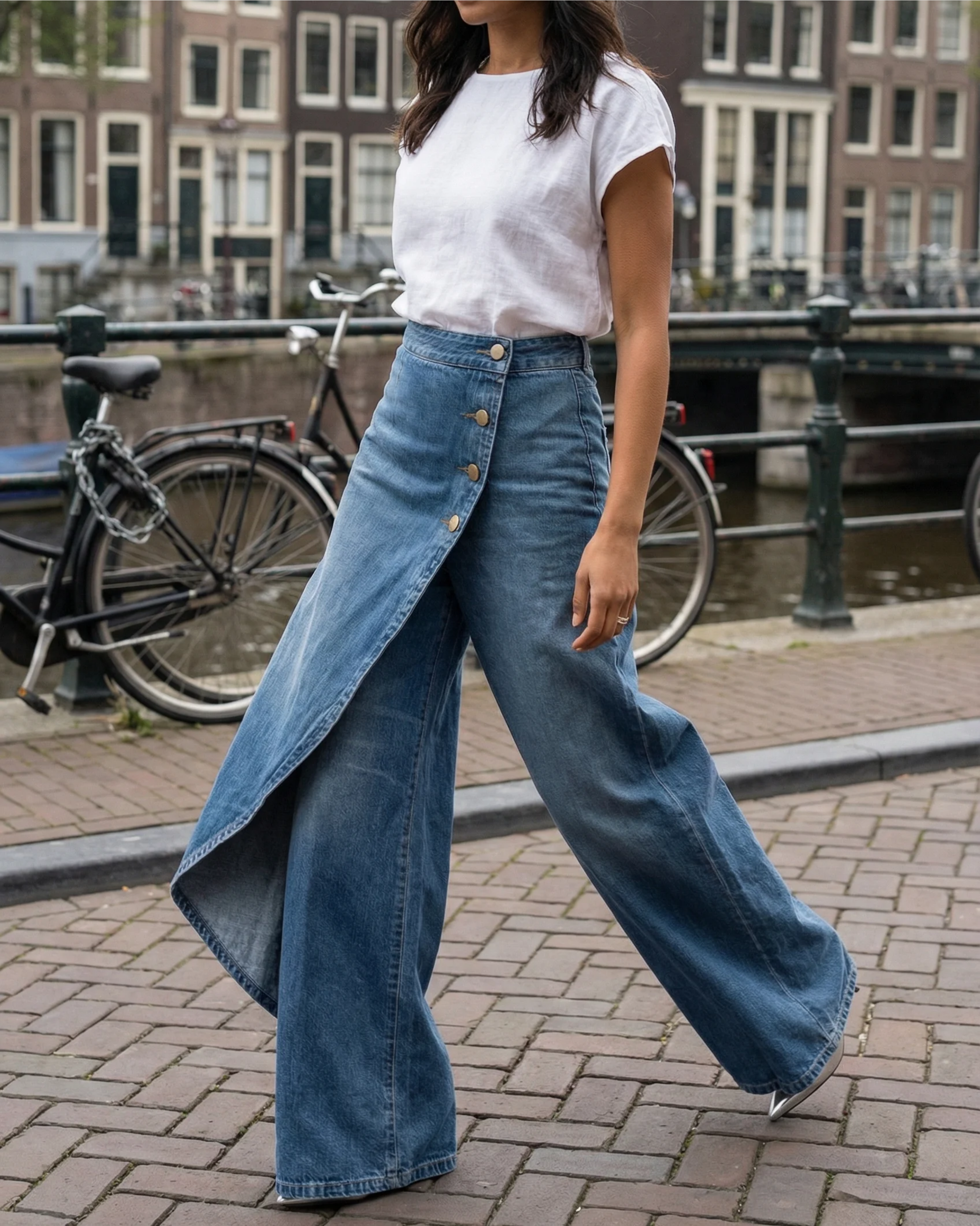 Juniper | Dames High Waist Wikkelbroek – Wijde Pijpen Flowy Broek