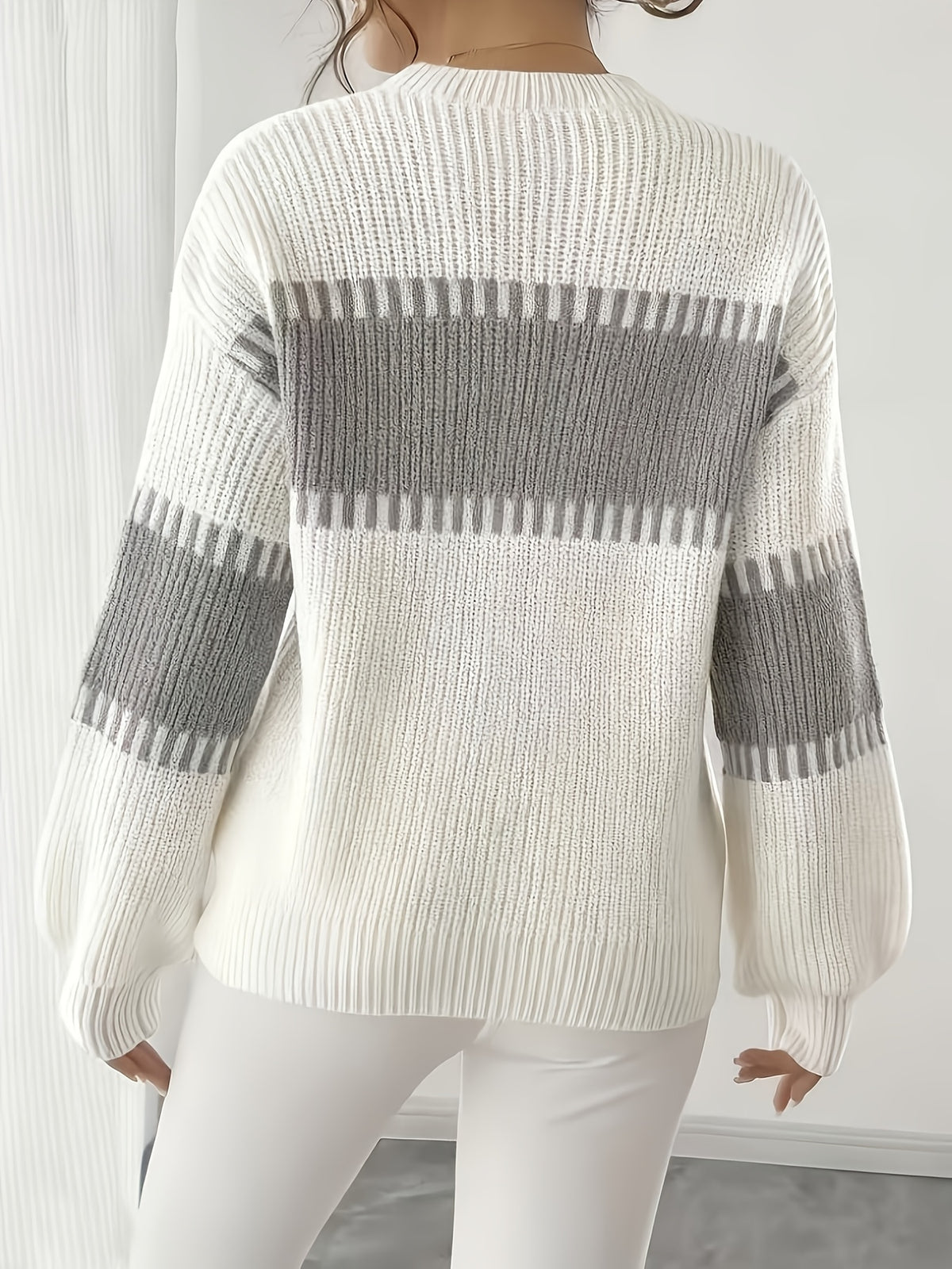 Amelisse | Dames gestreepte off-shouldertrui – Lange mouwen