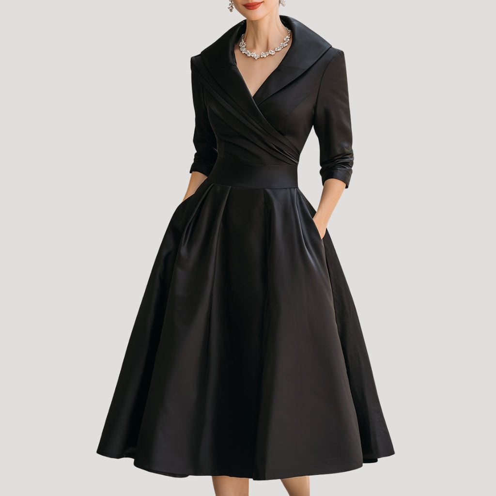 Callista | Elegante A-lijn Midi Jurk voor Dames – Halflange Mouwen Formele Gelegenheidsjurk