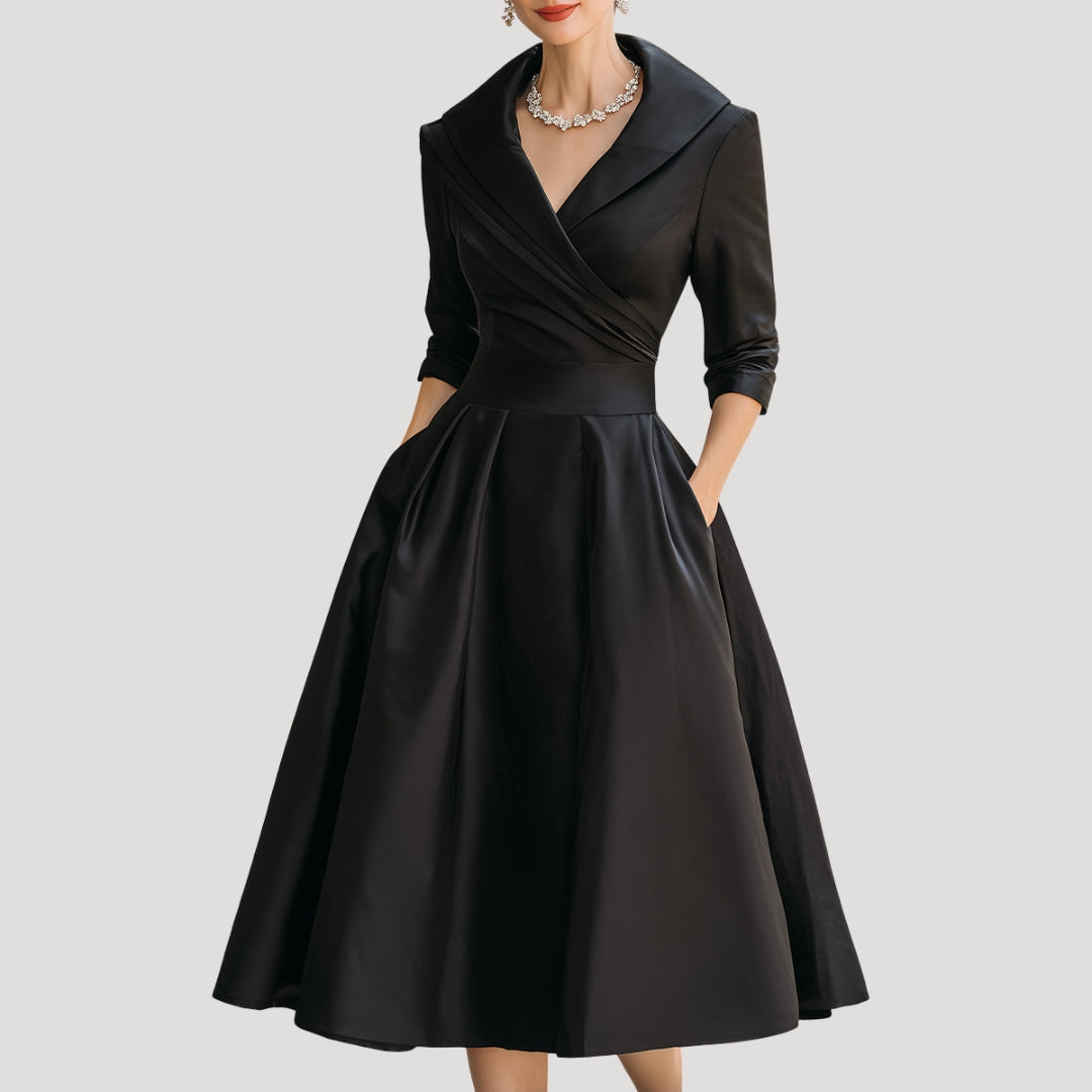 Callista | Elegante A-lijn Midi Jurk voor Dames – Halflange Mouwen Formele Gelegenheidsjurk