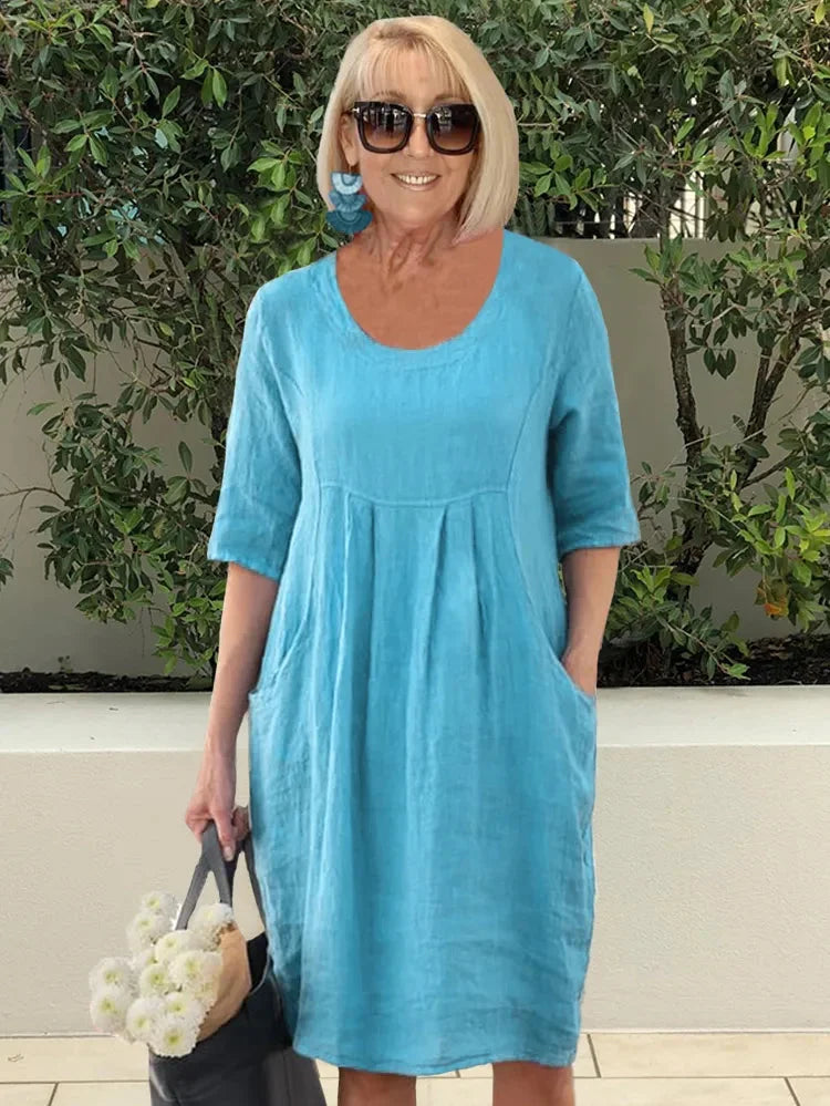 Elin | Elegante zomerjurk voor dames – Luchtige, soepel vallende casual midi-jurk