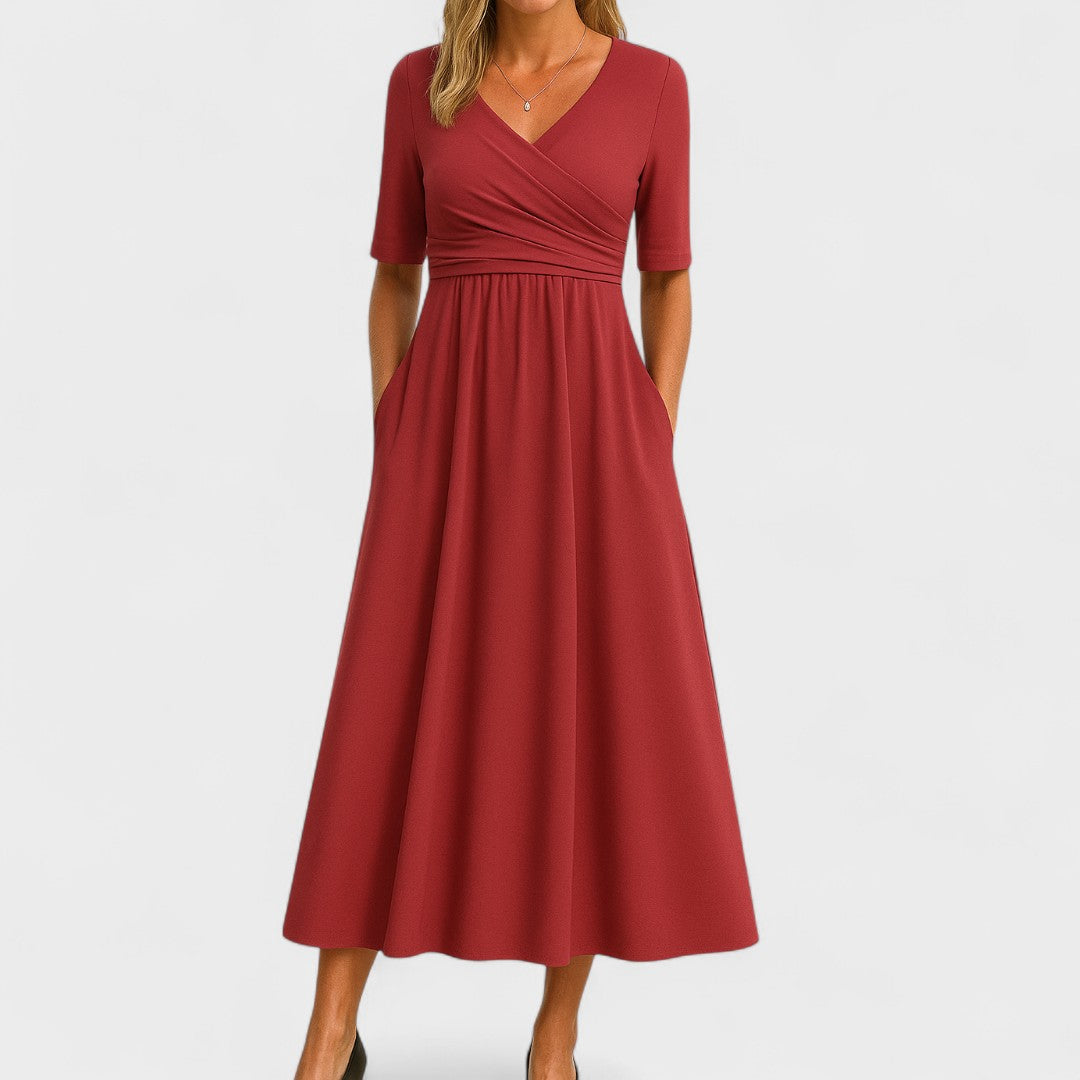 Calya | Verfijnde midi-jurk – Elegante cocktailjurk met slanke pasvorm voor dames