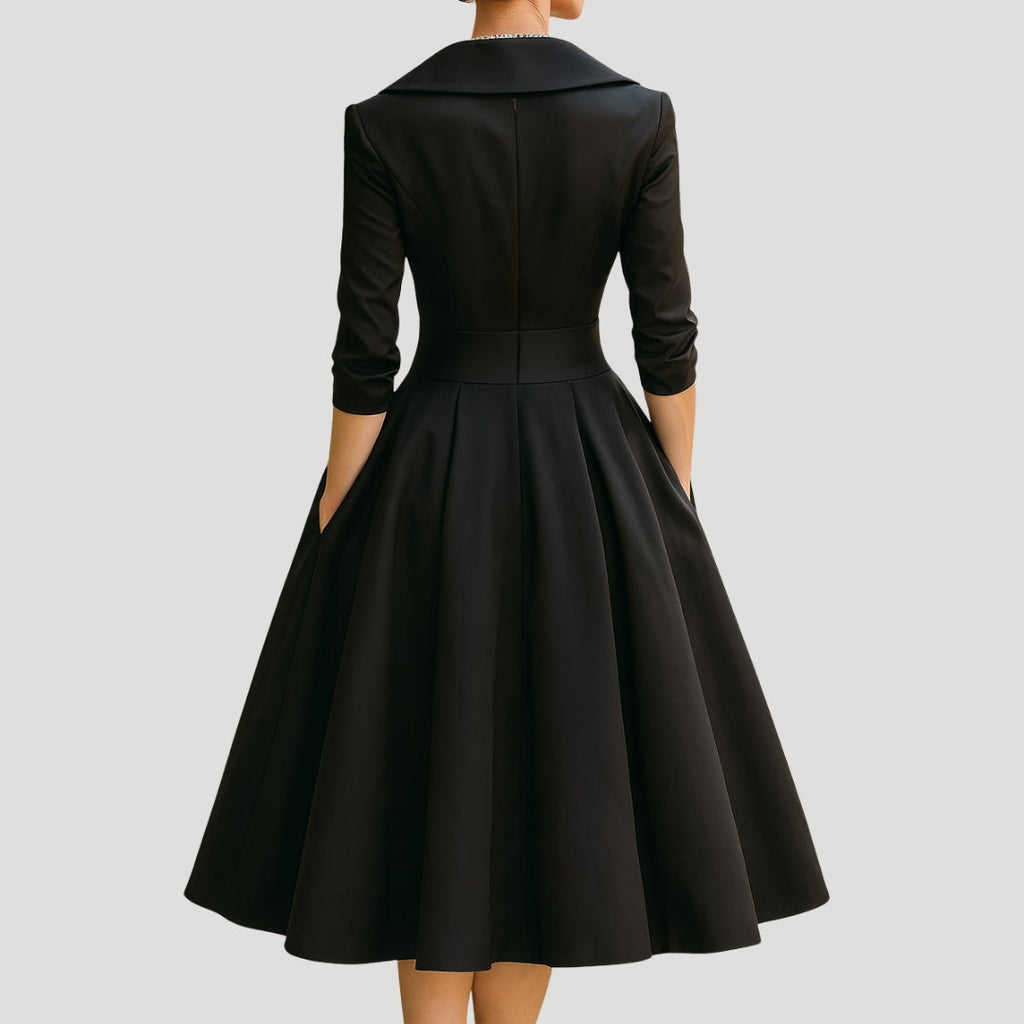 Callista | Elegante A-lijn Midi Jurk voor Dames – Halflange Mouwen Formele Gelegenheidsjurk
