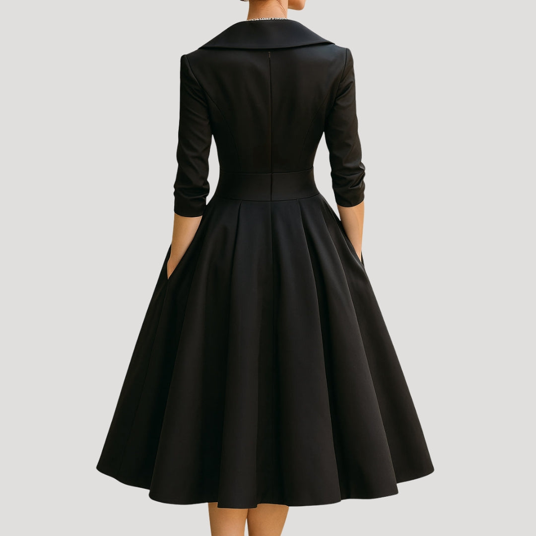 Callista | Elegante A-lijn Midi Jurk voor Dames – Halflange Mouwen Formele Gelegenheidsjurk
