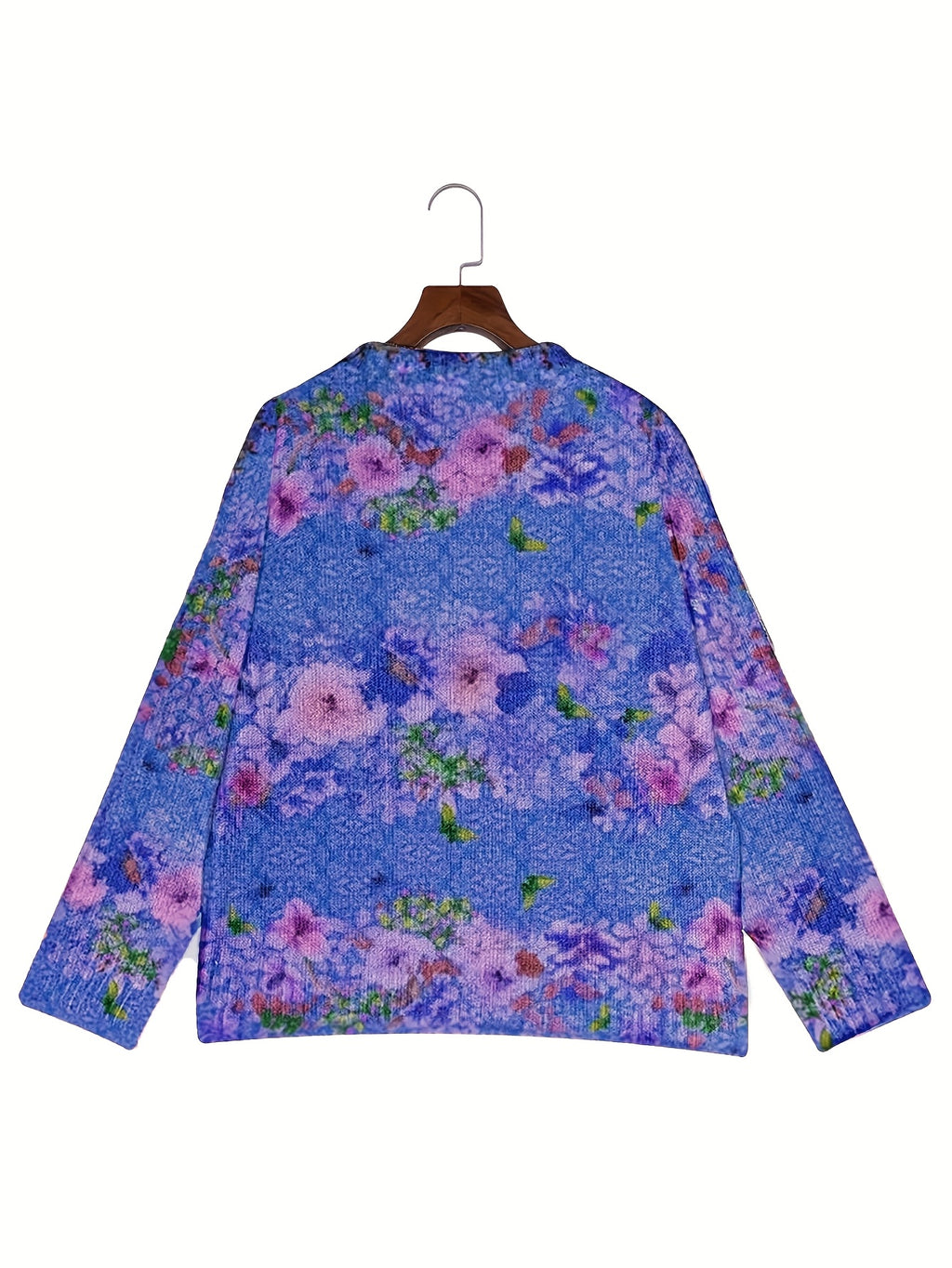 Hannelise | Damesvest met bloemen- en vlinderprint – vest met lange mouwen