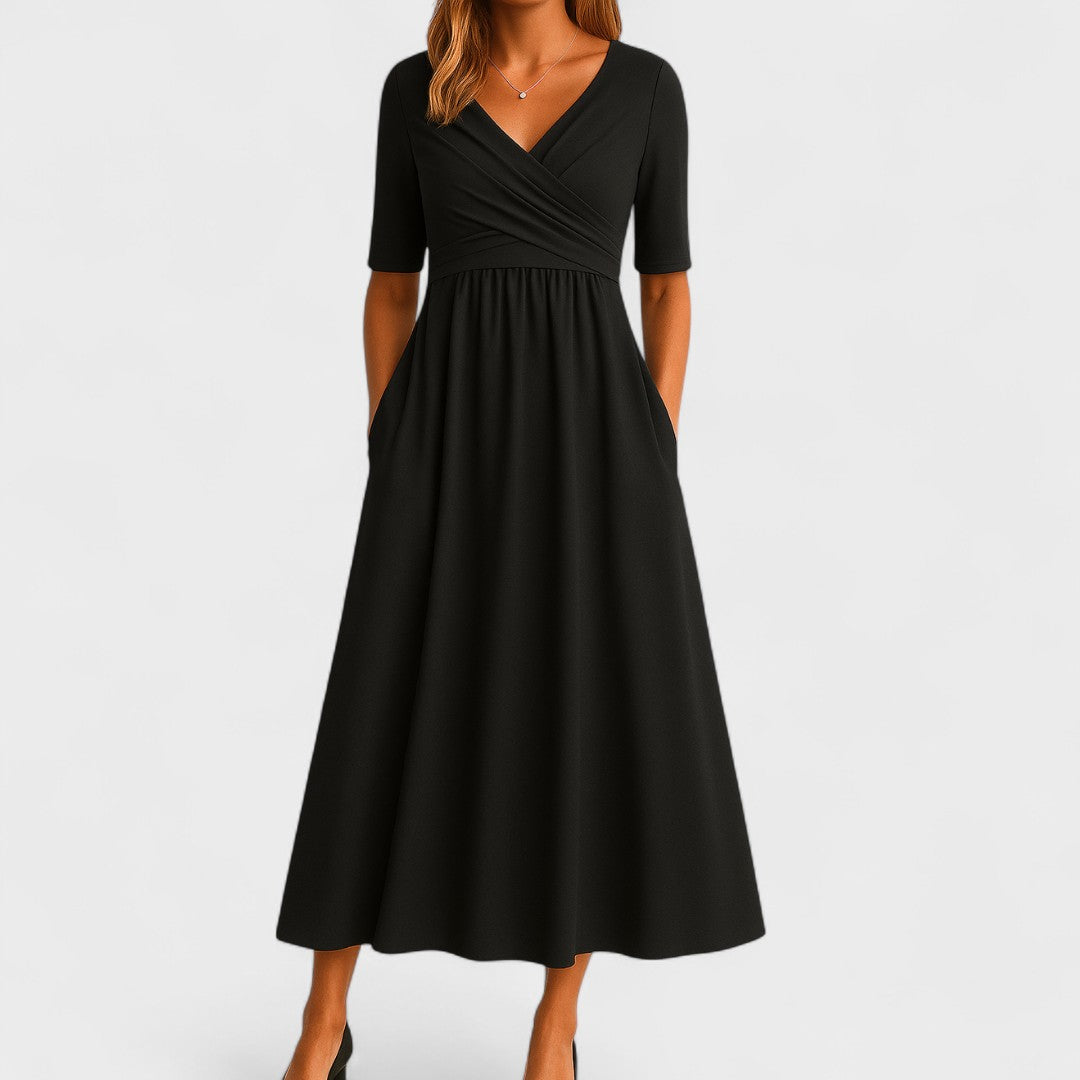 Calya | Verfijnde midi-jurk – Elegante cocktailjurk met slanke pasvorm voor dames