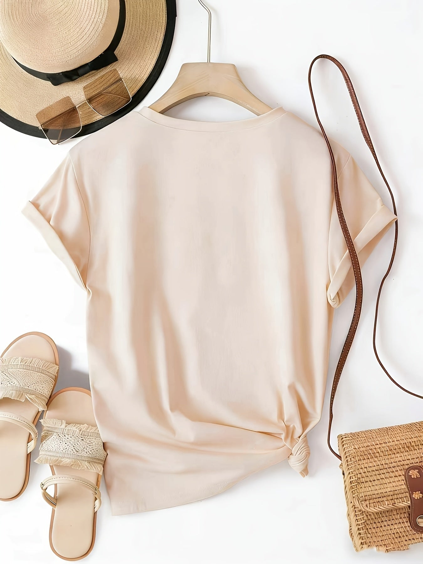Athena | Casual Damestop met V-Hals – Lichtgewicht Losvallende Blouse met Korte Mouwen