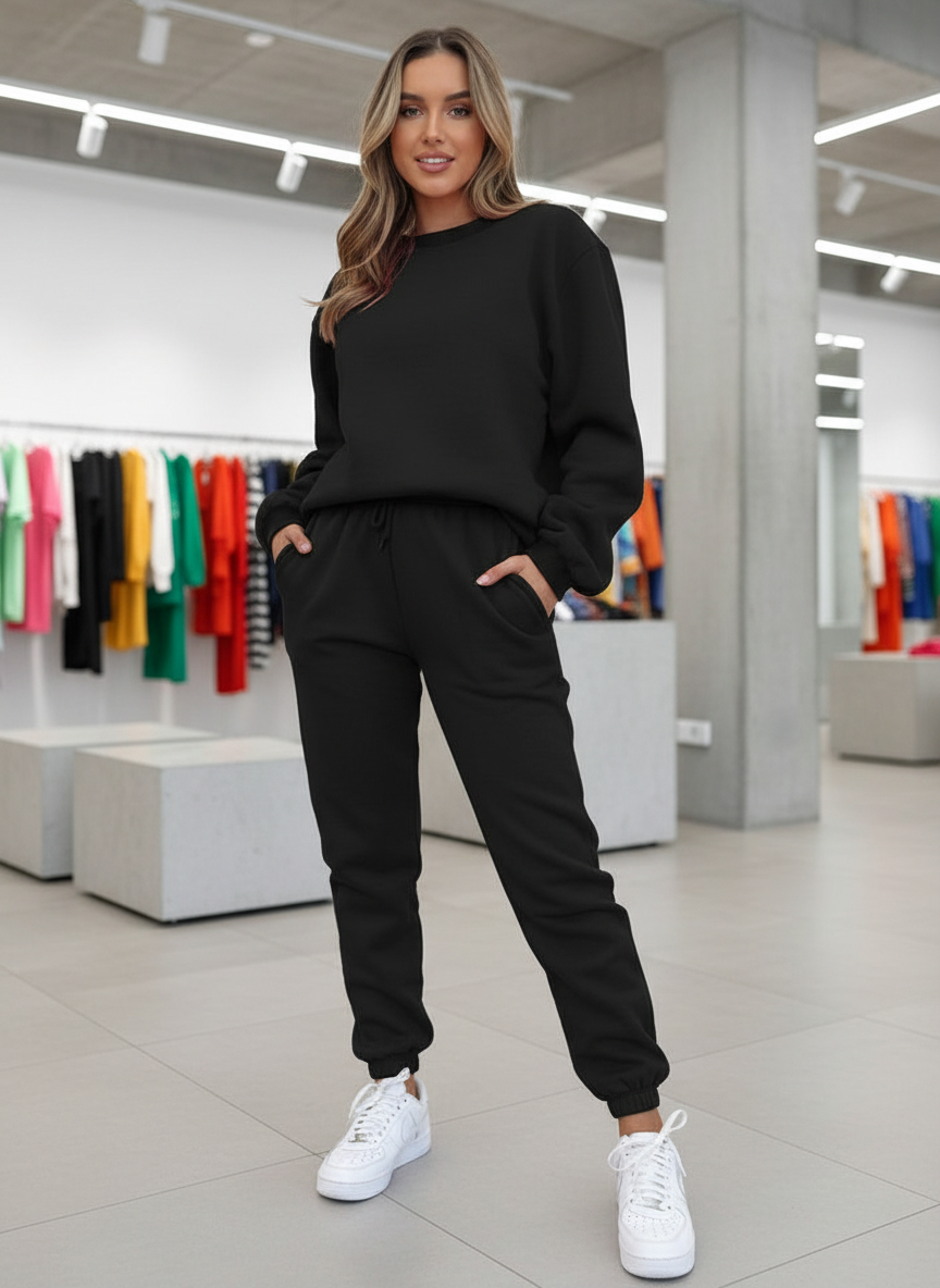 Qirelle | Dames Huispak Set – Zachte Fleece Sweater & Joggingbroek