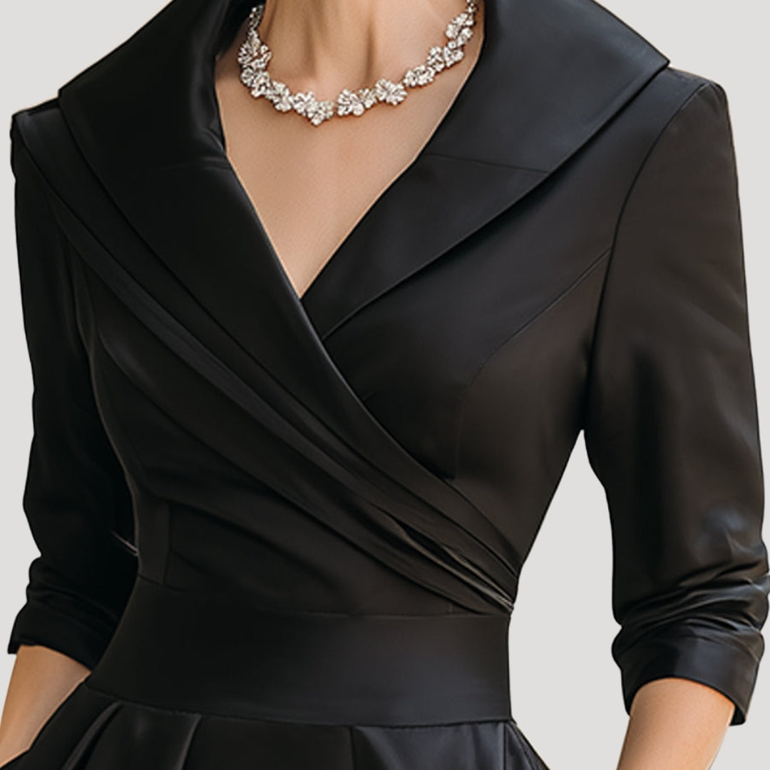 Callista | Elegante A-lijn Midi Jurk voor Dames – Halflange Mouwen Formele Gelegenheidsjurk