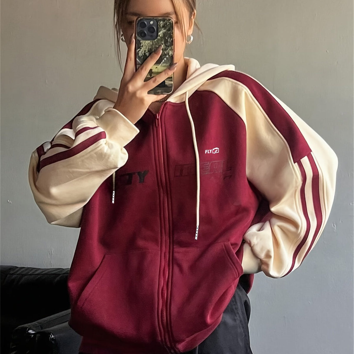 Armina | Y2K-hoodie met kleurblokkenprint voor dames – Casual sweatshirt met capuchon