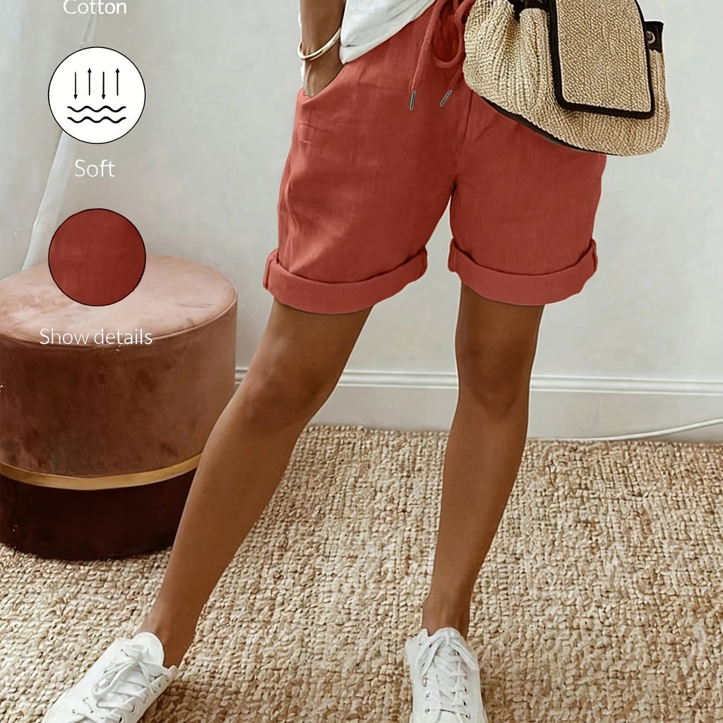 Orielle | Casual damesbroekje in linnenlook – Broekje met hoge taille en ruches