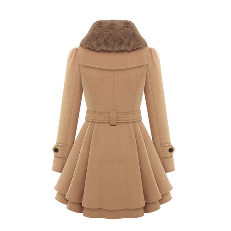 Leandra | Elegante trenchcoat voor dames met tailleband en zachte rand van imitatiebont