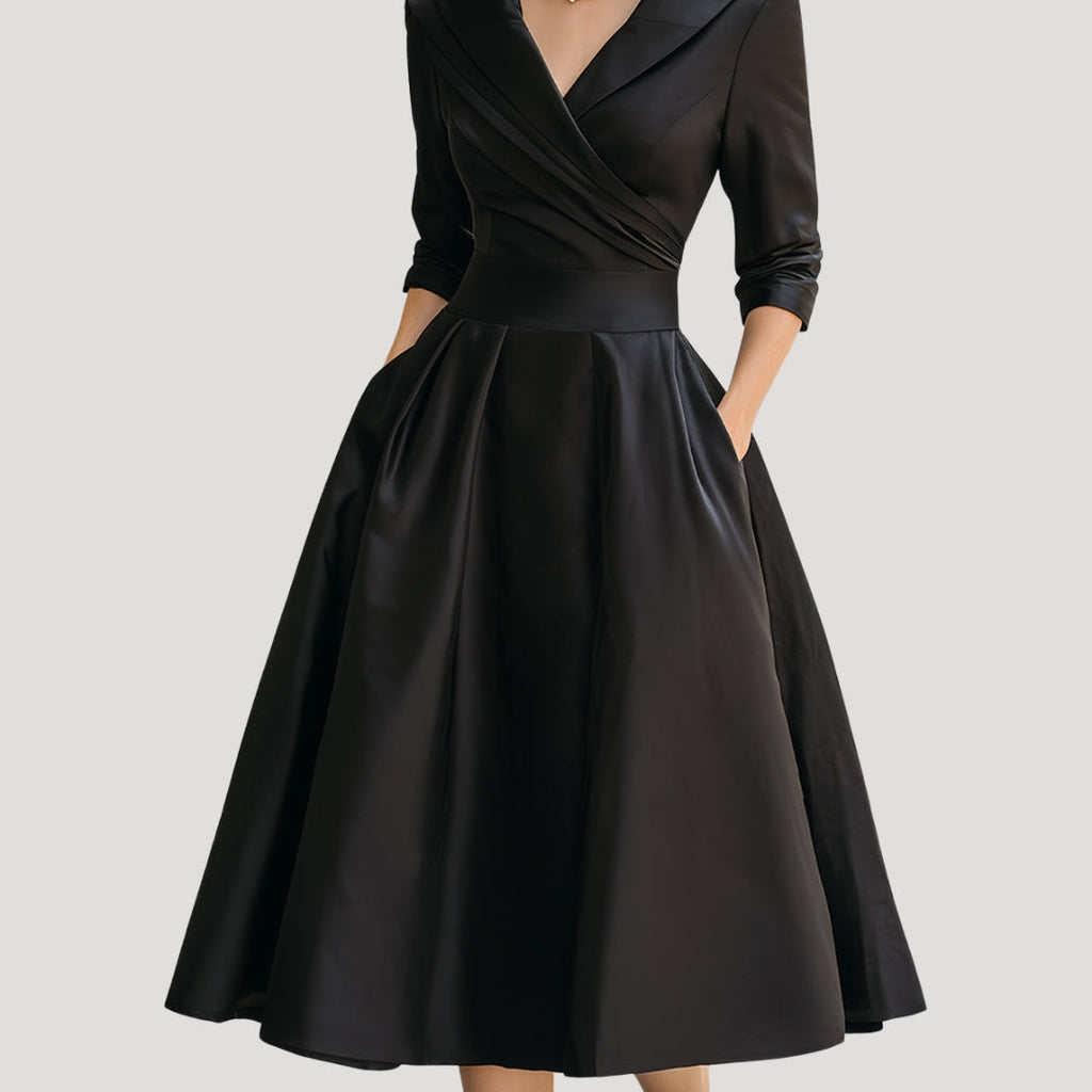 Callista | Elegante A-lijn Midi Jurk voor Dames – Halflange Mouwen Formele Gelegenheidsjurk