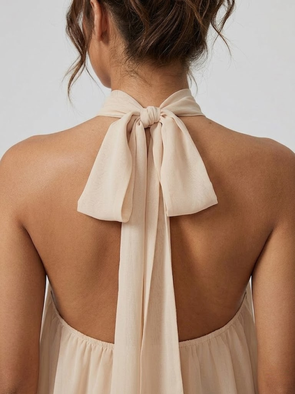 Monroe | Dames Rugloze Mini-jurk met Ruches – Elegante Halterjurk met Vloeiende Pasvorm
