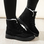 Doralina | Dames Enkellaarzen – Korte Pluche Gevoerde Veterschoenen, Effen & Casual