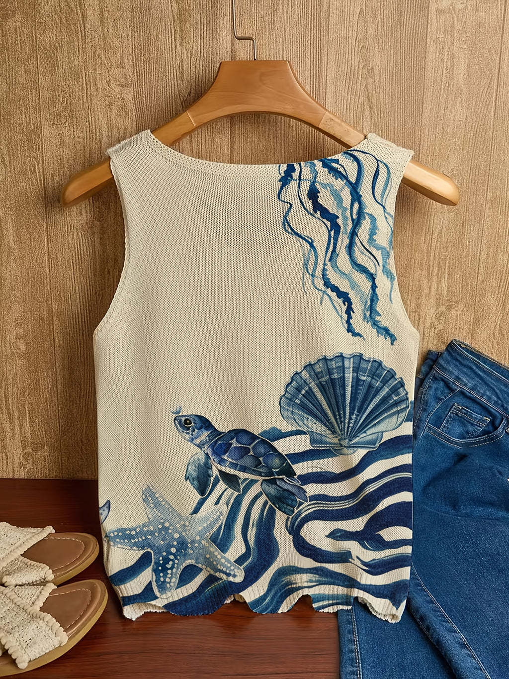 Novella | Boho-top met print voor dames – Elegante mouwloze pullover