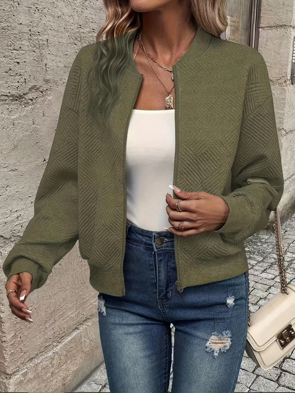 Lieselot | Effen damesvest met rits – Casual trui met lange mouwen