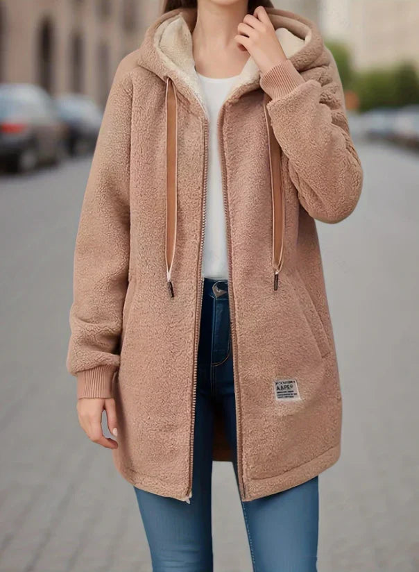 Antonia | Sherpa Fleece Jas Dames – Warme Hoodie Winterjas