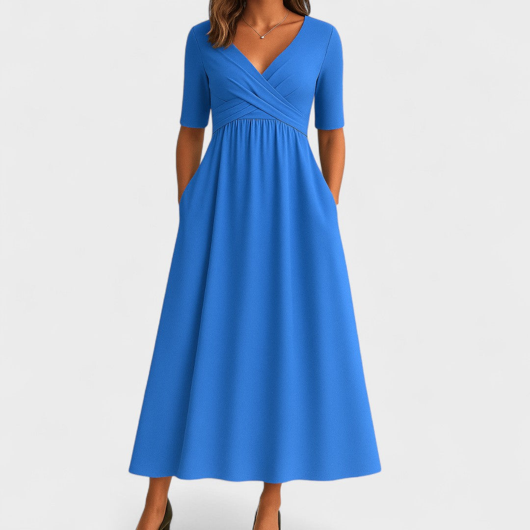 Calya | Verfijnde midi-jurk – Elegante cocktailjurk met slanke pasvorm voor dames