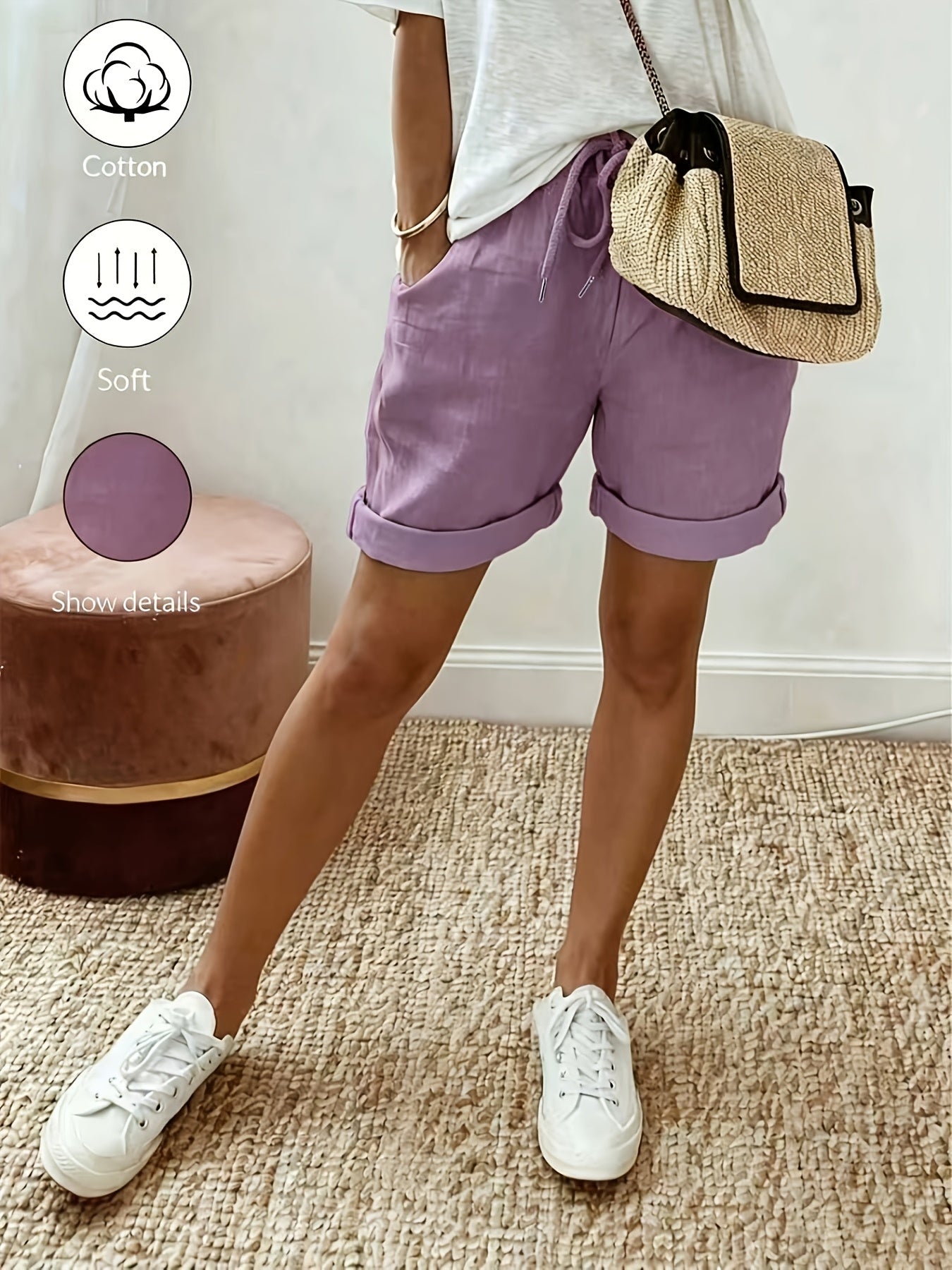Orielle | Casual damesbroekje in linnenlook – Broekje met hoge taille en ruches