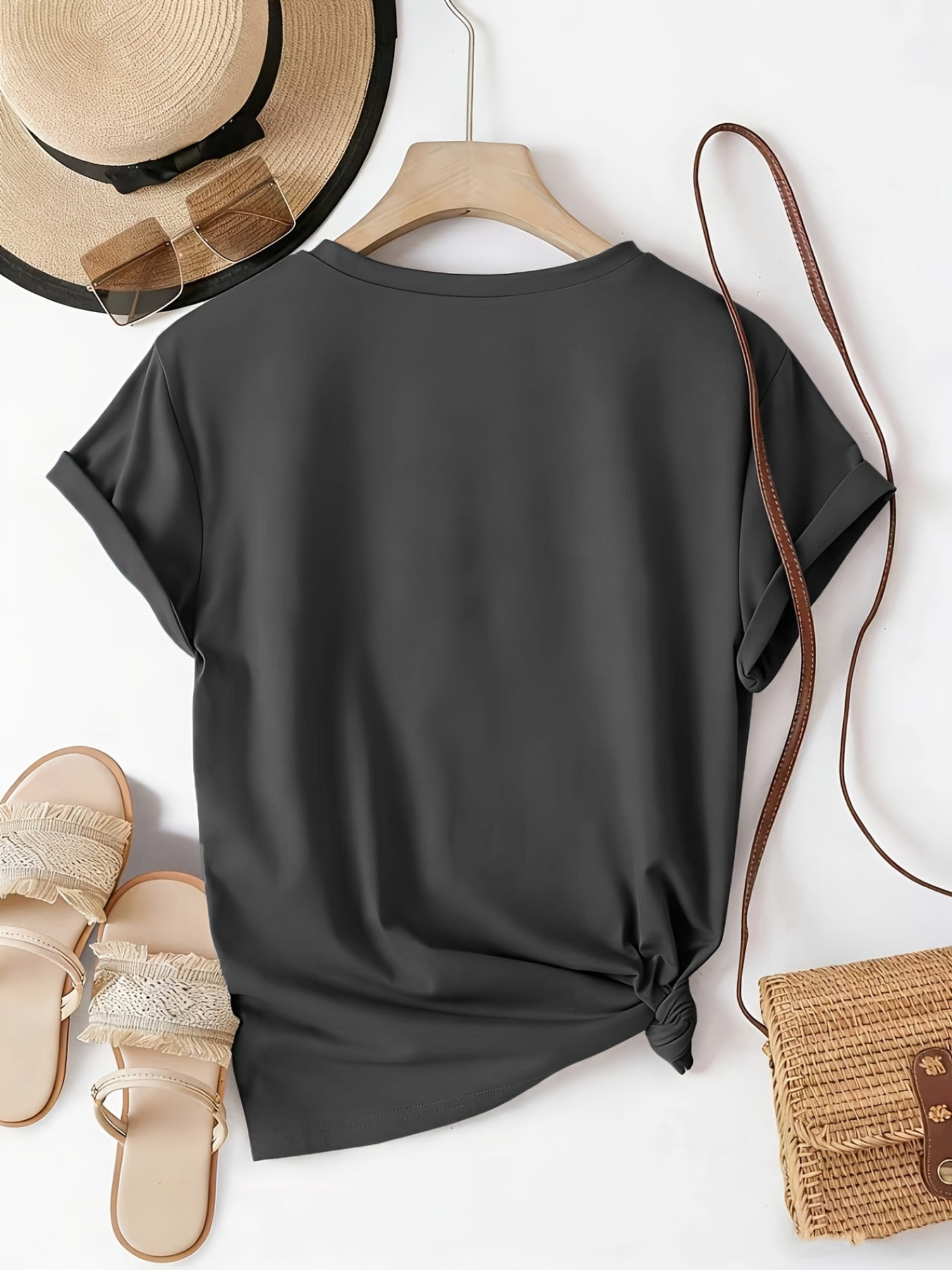 Athena | Casual Damestop met V-Hals – Lichtgewicht Losvallende Blouse met Korte Mouwen