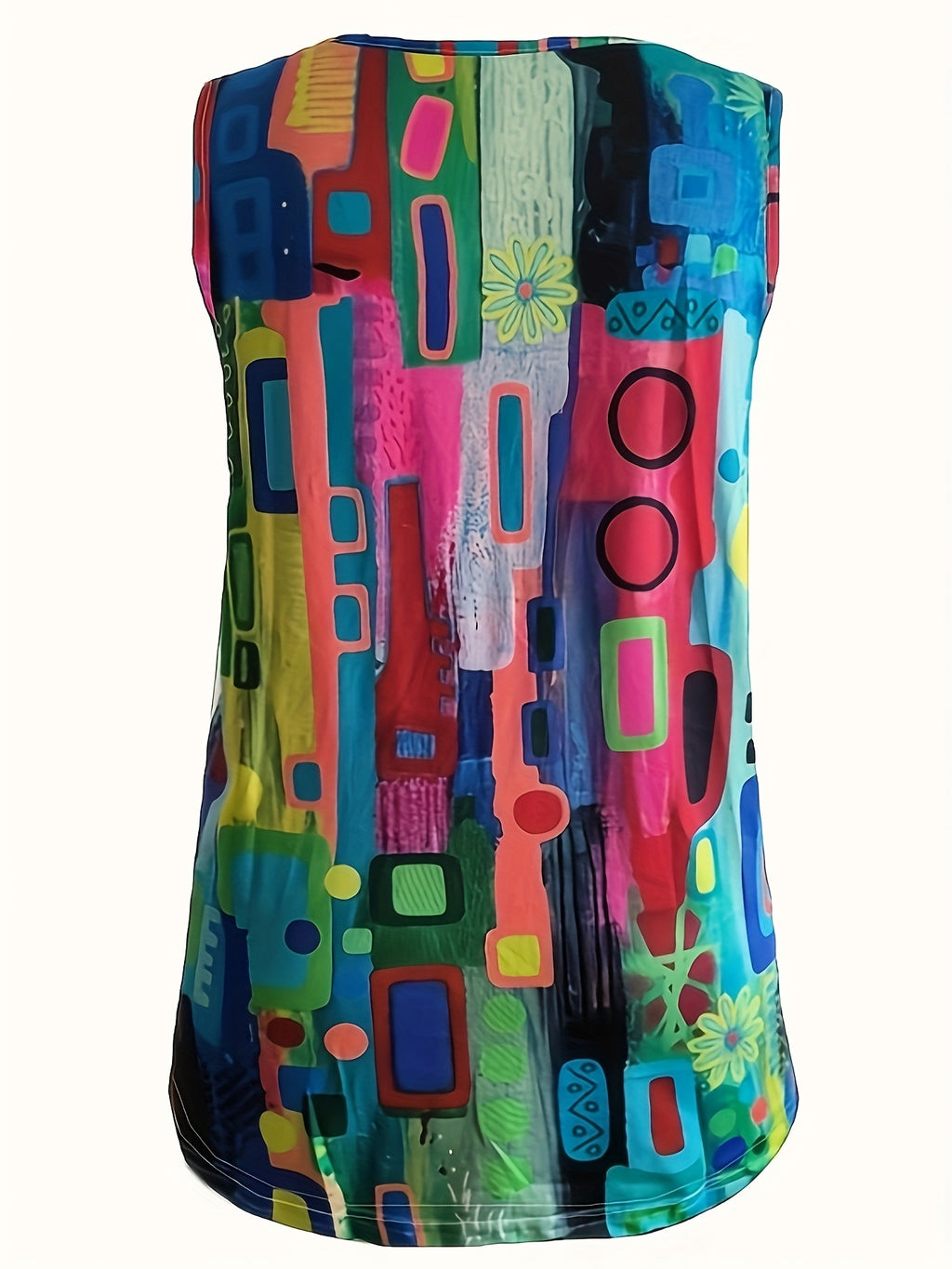 Talise | Casual damesblouse met print – Mouwloos zomershirt met V-hals