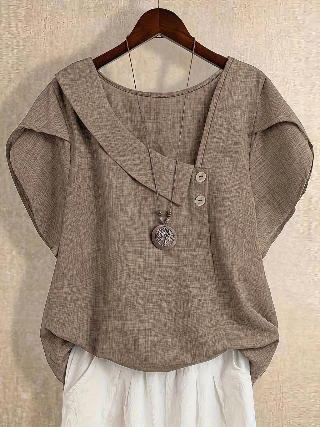 Fiorabelle | Effen damesblouse – Elegant casual overhemd met korte mouwen