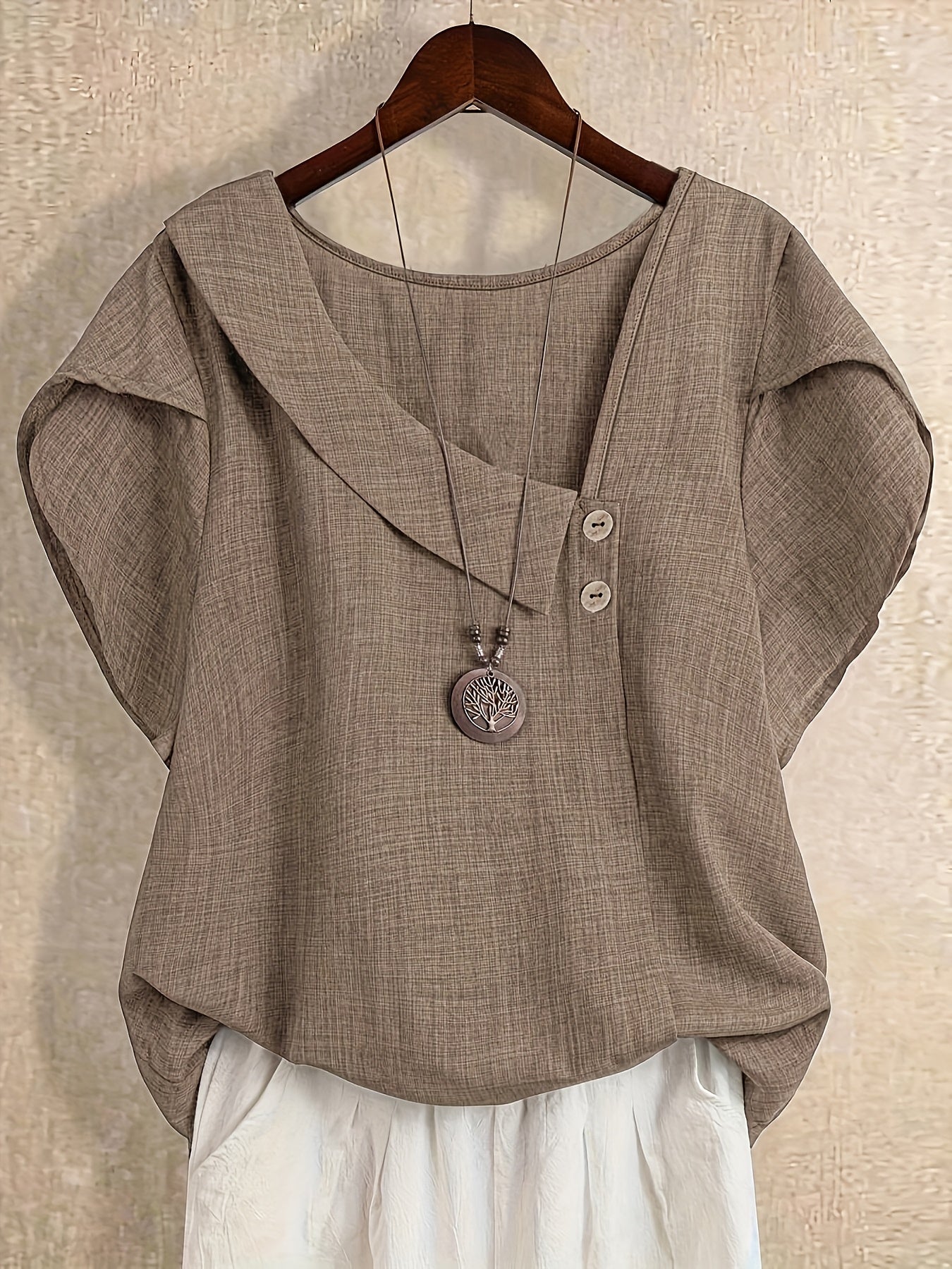 Fiorabelle | Effen damesblouse – Elegant casual overhemd met korte mouwen